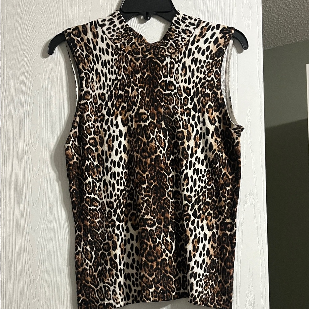 White House Black Market Animal Print Sleeveless Blouse